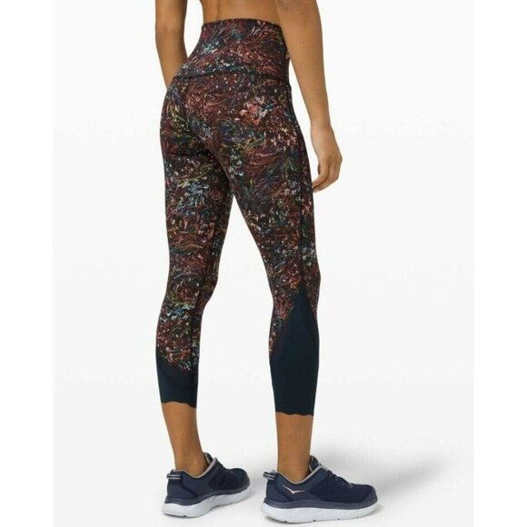 Lululemon Wunder Under HR Crop 23" *Updated Scallop Foliage Overlay Multi Size 2 - Picture 1 of 5
